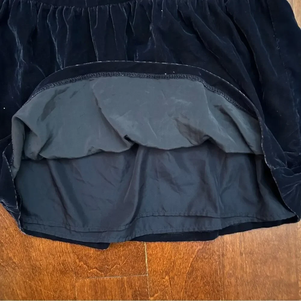 Gymboree Girl’s Dark Blue Tiered Velvet Dress with Bell Sleeves, Size 10